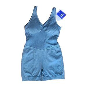 NWT JOY LAB Solid All Blue One Piece Bodysuit Activewear Womens Size S Small